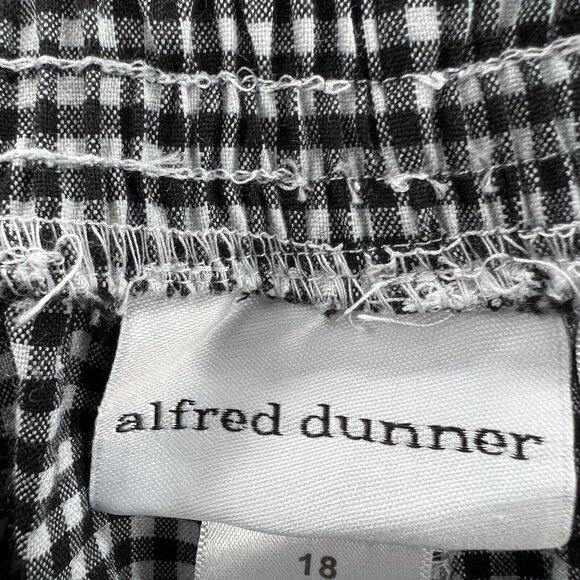 Alfred Dunner Women Pants 18 Black White Gingham High Rise Pull On Elastic Waist - Picture 4 of 10